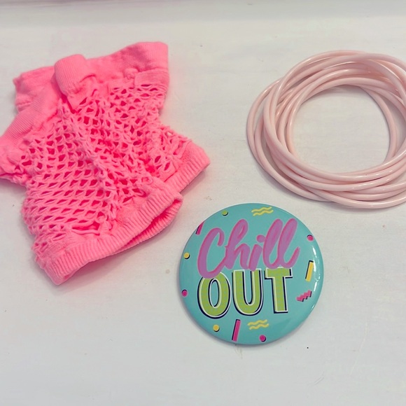 ⭐️3/15 Neon 80s Pink Costume Bundle Party Halloween Chill Out!  Jelly Bracelets - Picture 4 of 7